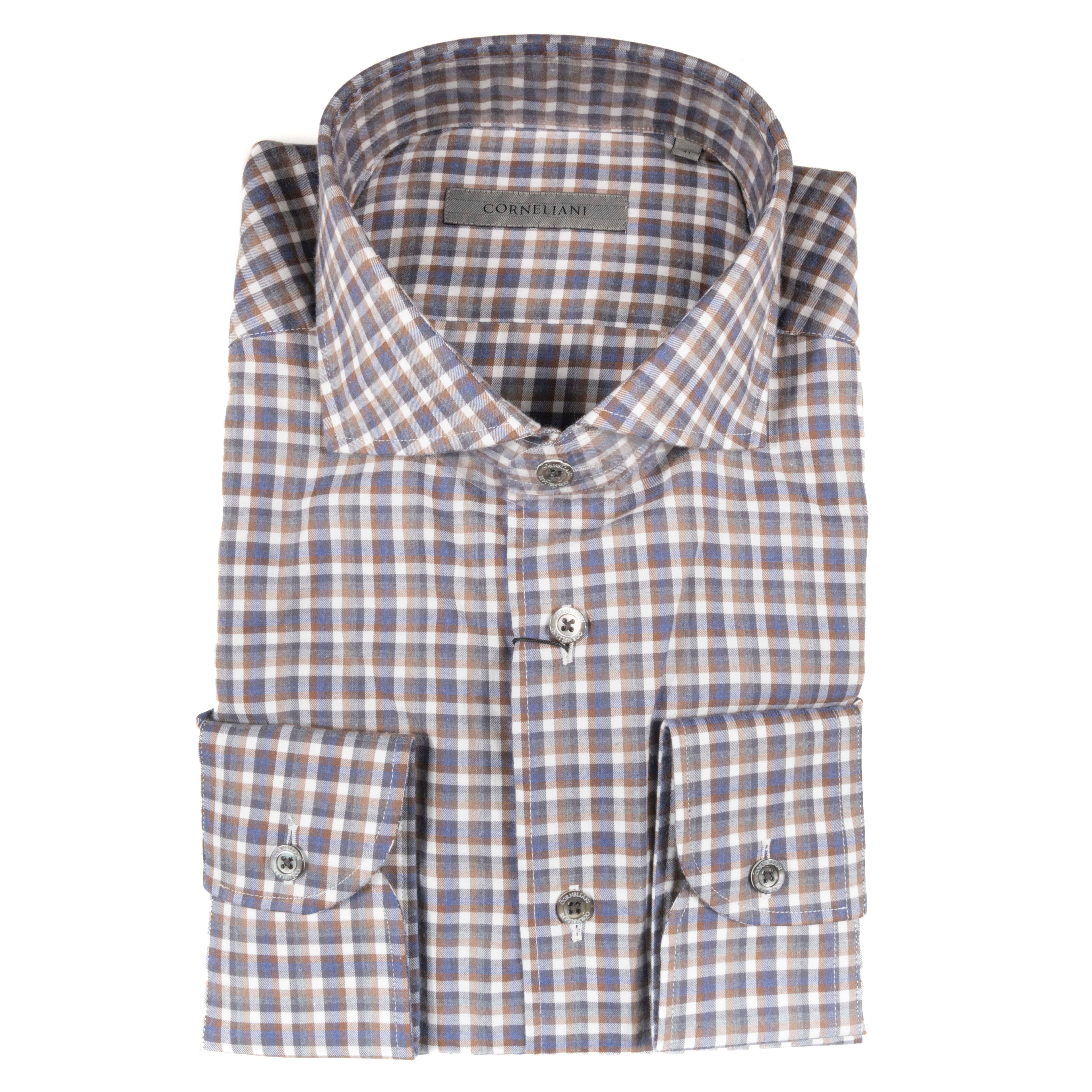 Brown and blue check Shirt 43