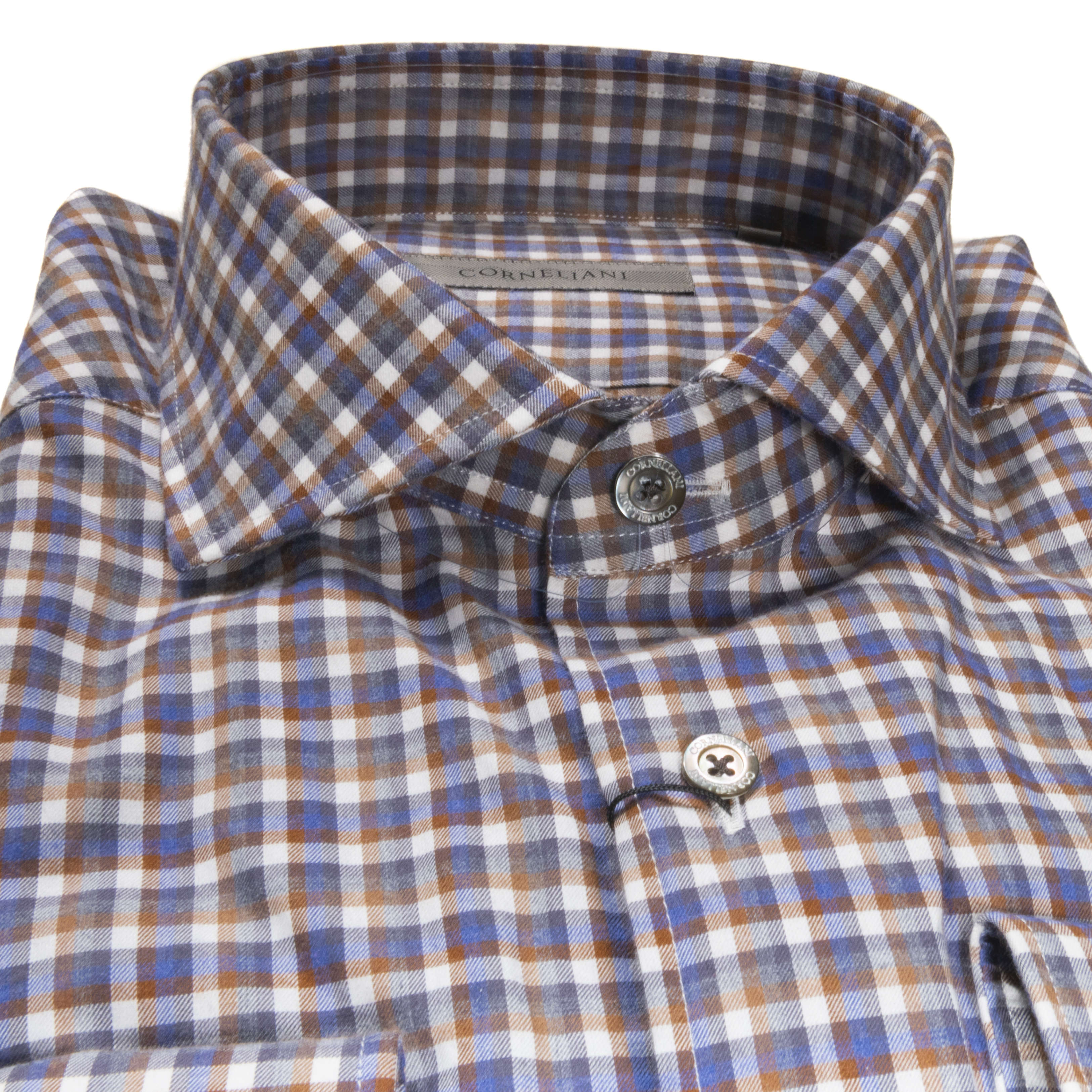 Brown and blue check Shirt 43