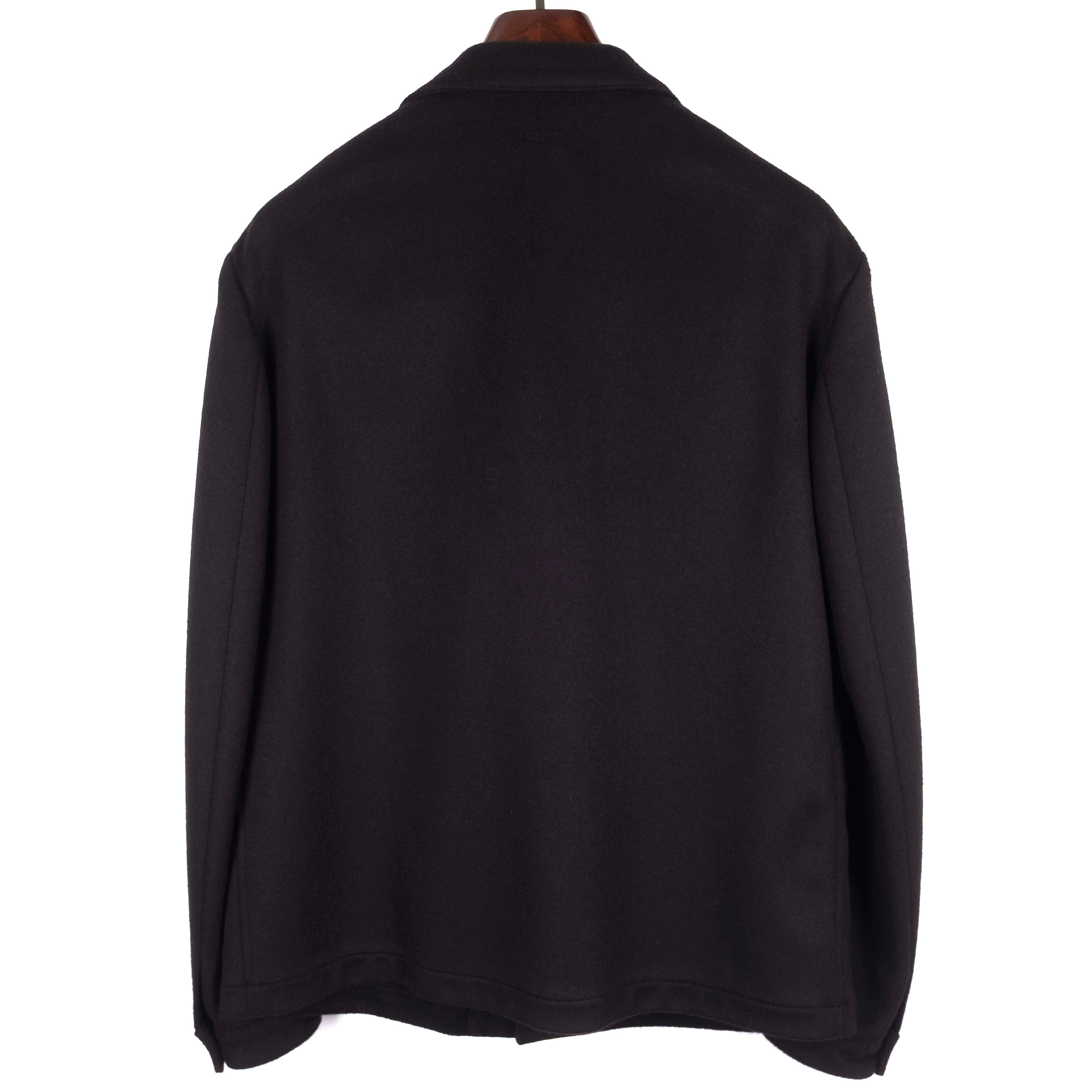Neapolitan Hand Tailored Black Wool/Cashmere Utility Jacket Sz 52