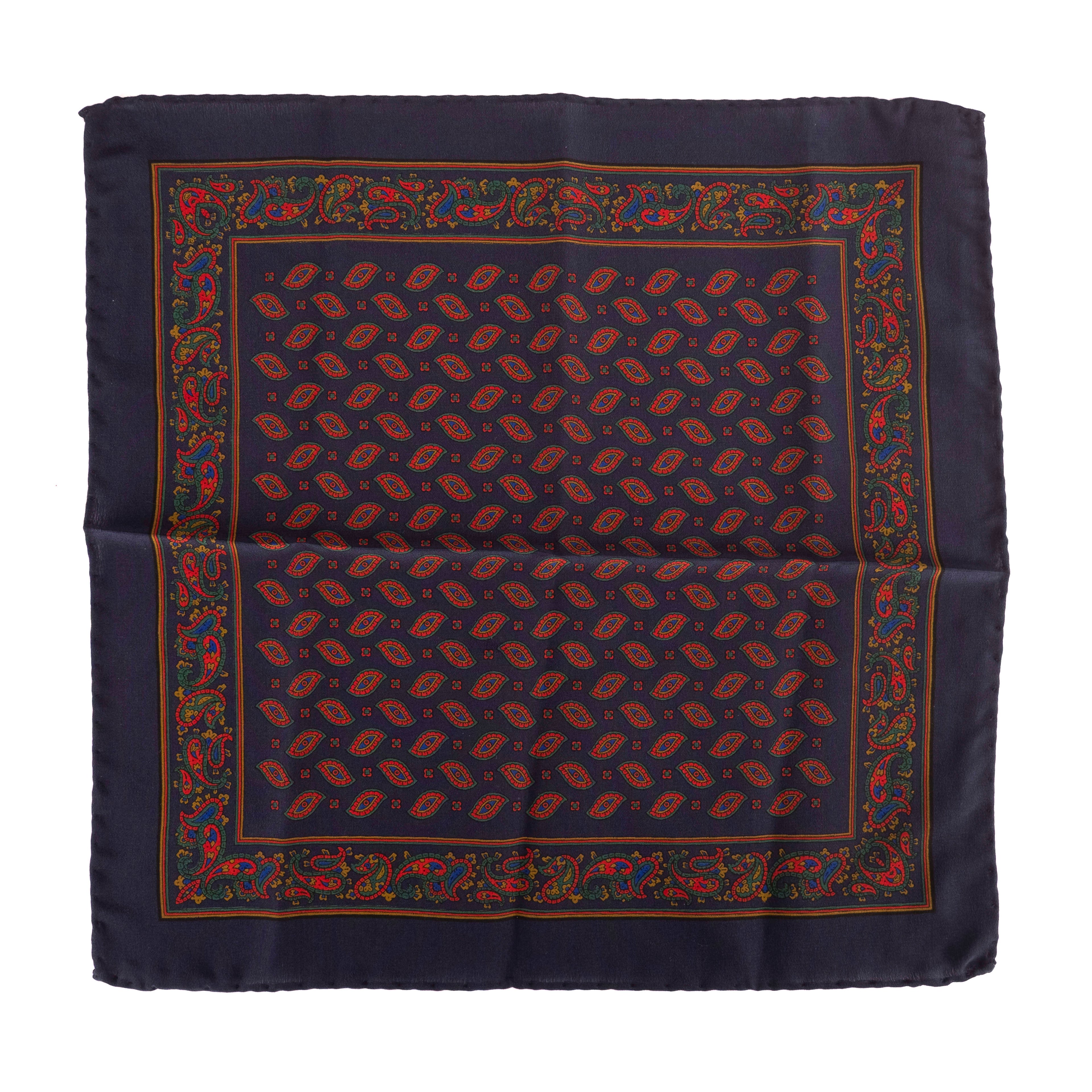 Navy Paisley Pocket Square