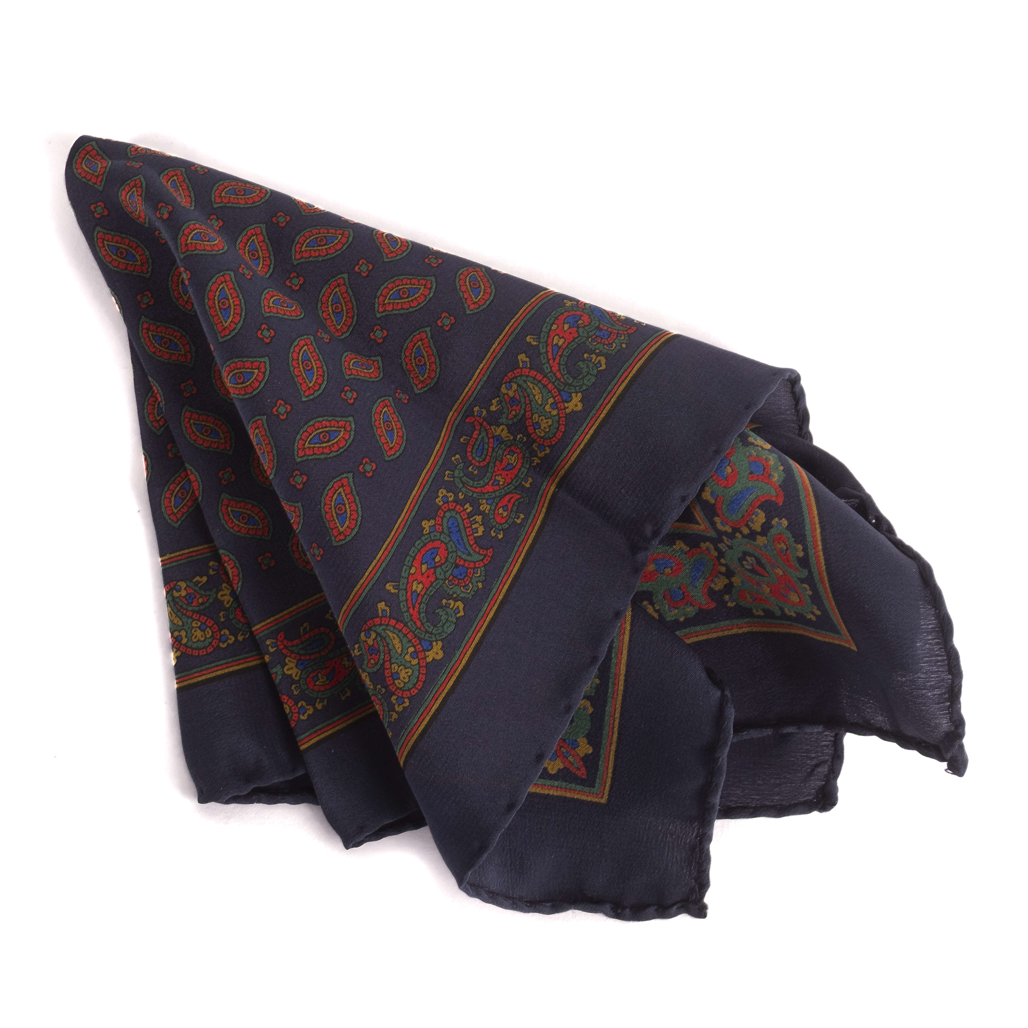 Navy Paisley Pocket Square