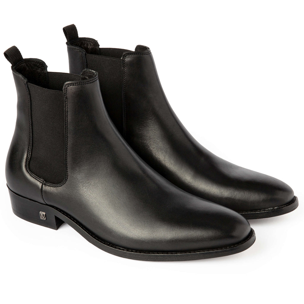 Black Leather Chelsea Boot, 45
