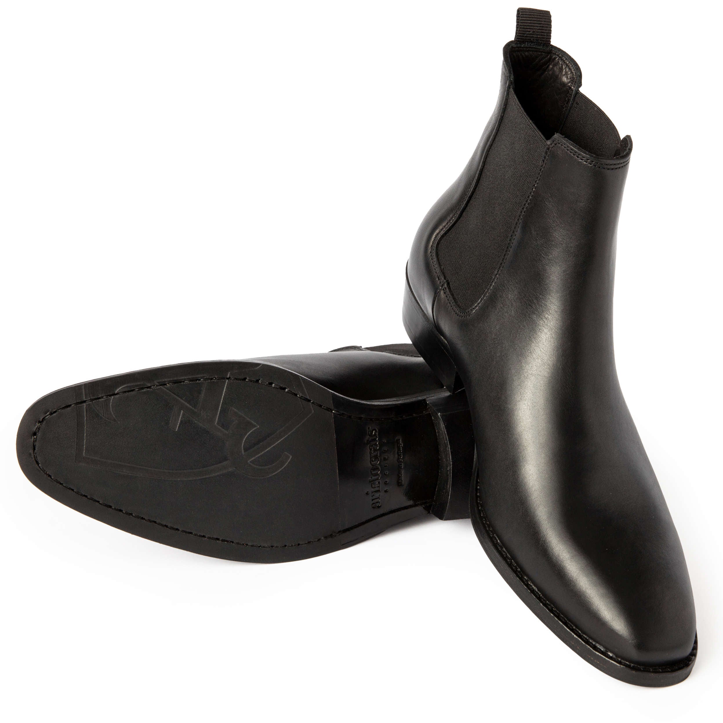 Black Leather Chelsea Boot, 45