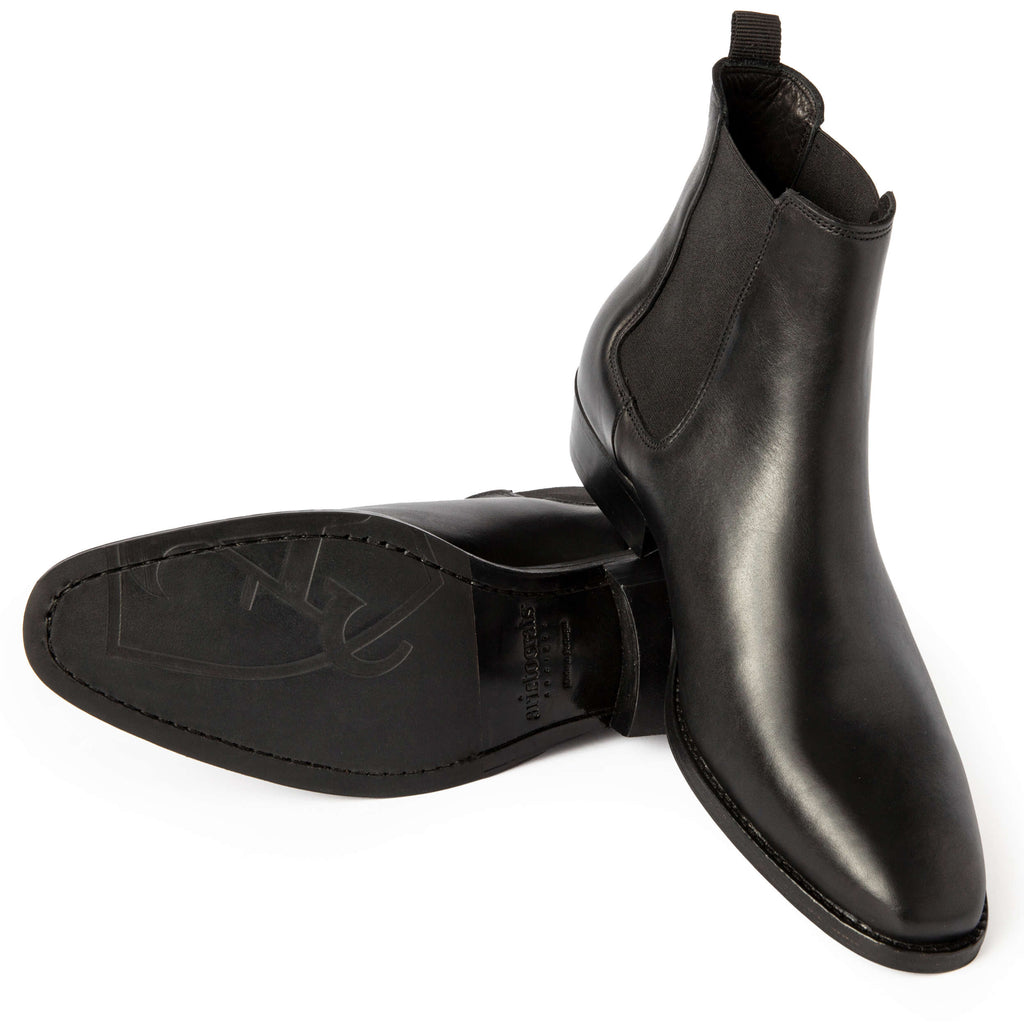 Black Leather Chelsea Boot, 45