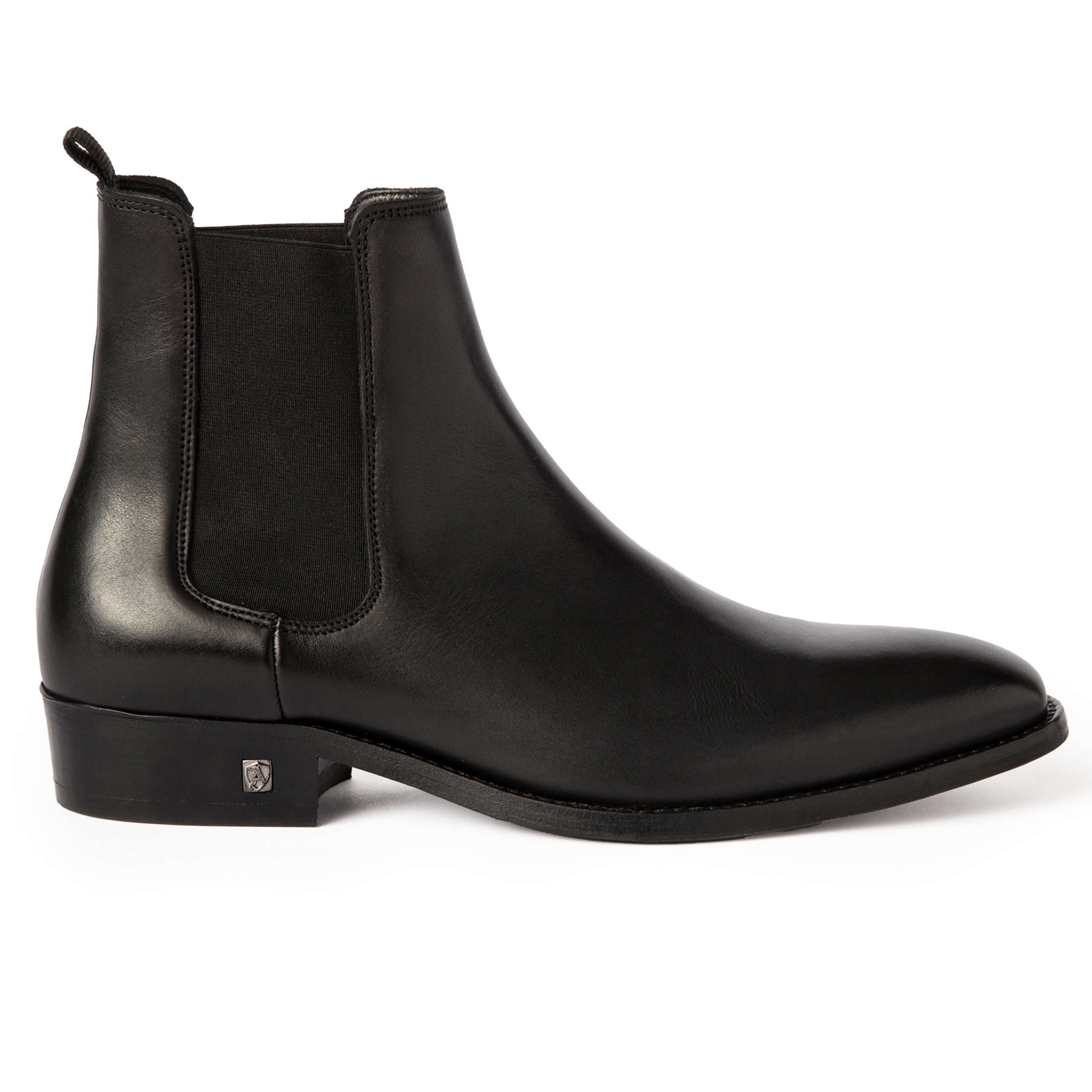 Black Leather Chelsea Boot, 45