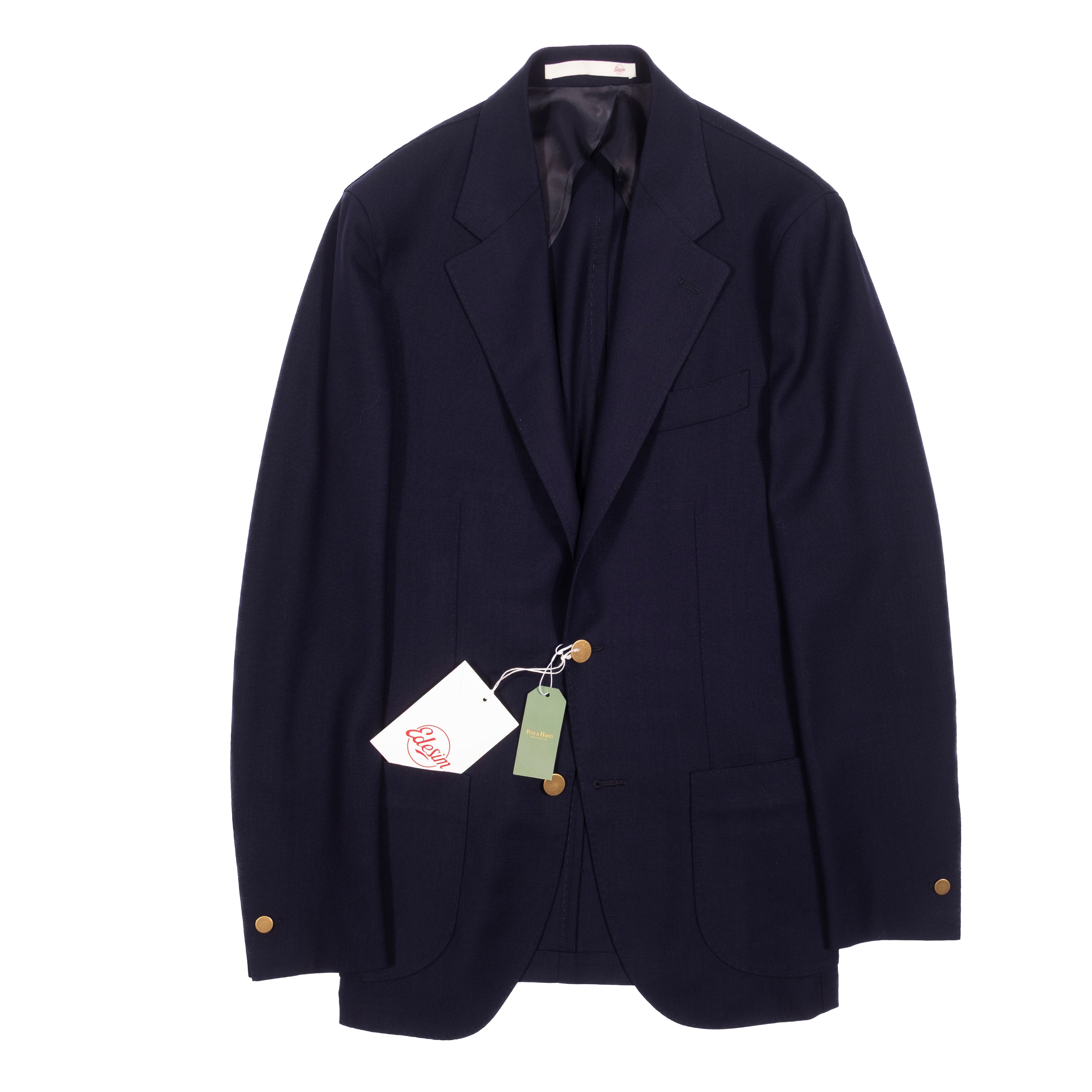 Neapolitan Hand Tailored Drapers High Twist Wool Navy Club Blazer Sz 50