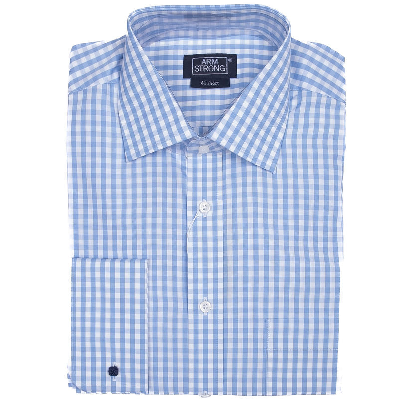 Blue Gingham French Cuff Shirt