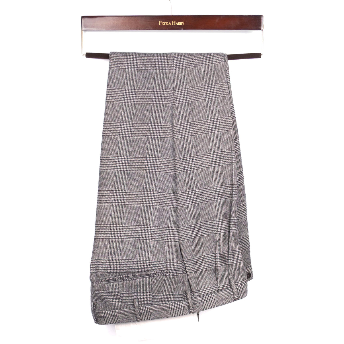 Grey Checked Wool Dress Trousers