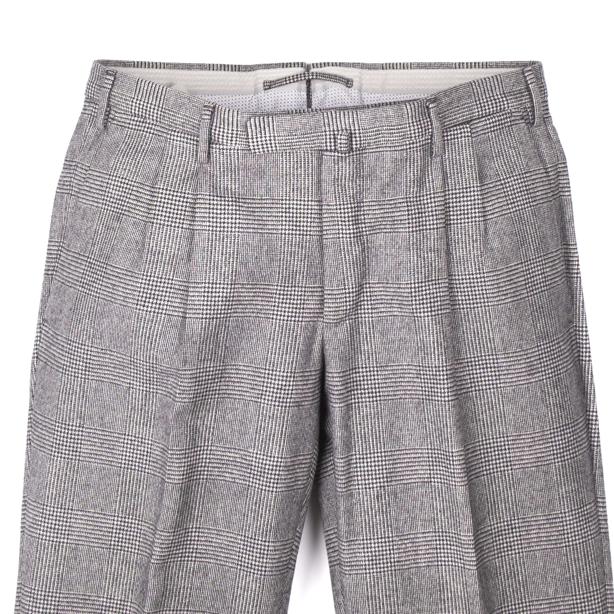 Grey Checked Wool Dress Trousers