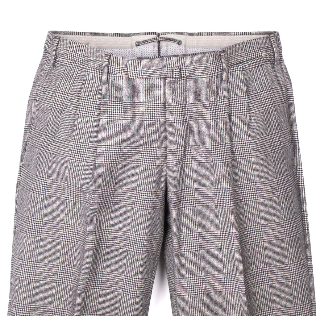 Grey Checked Wool Dress Trousers