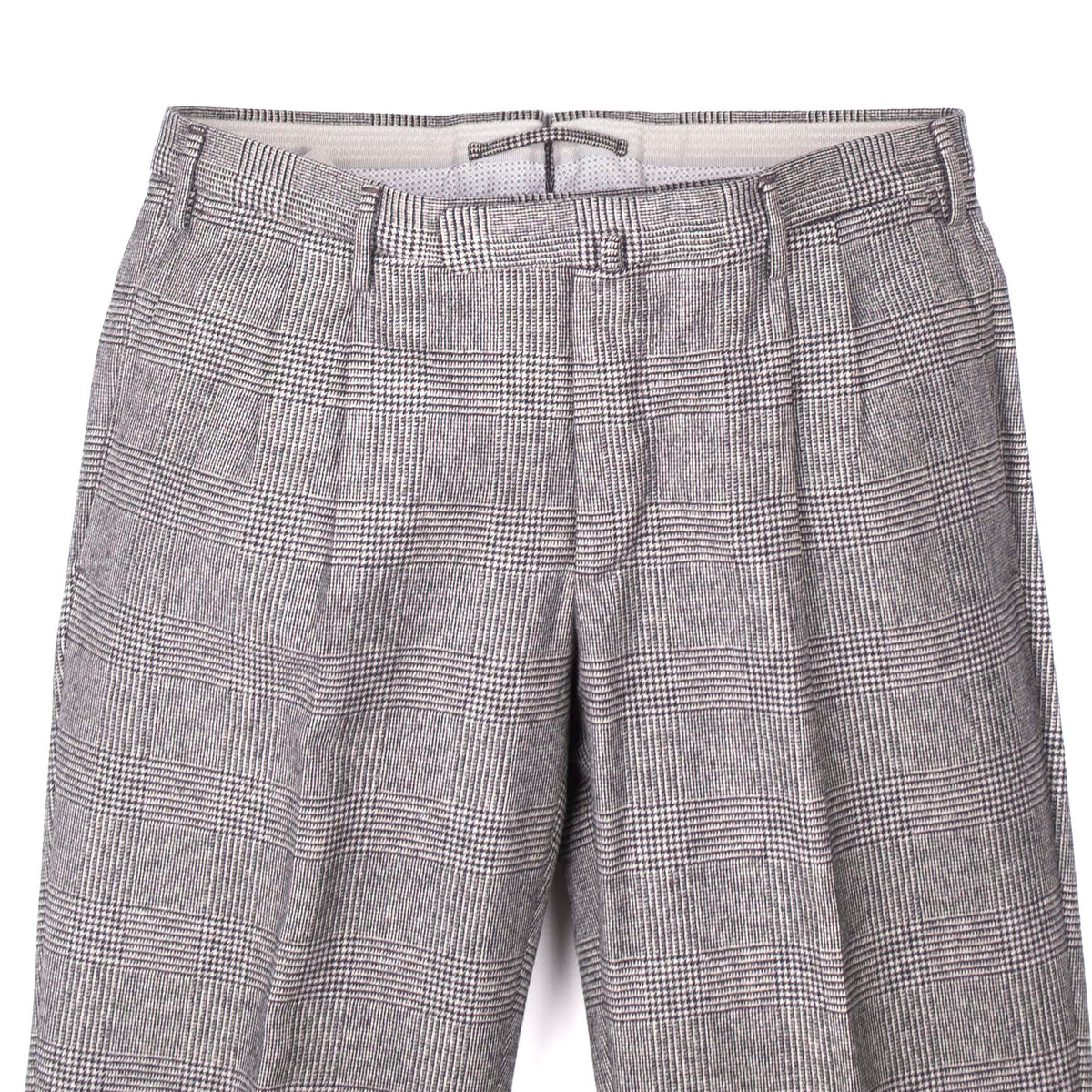 Grey Checked Wool Dress Trousers