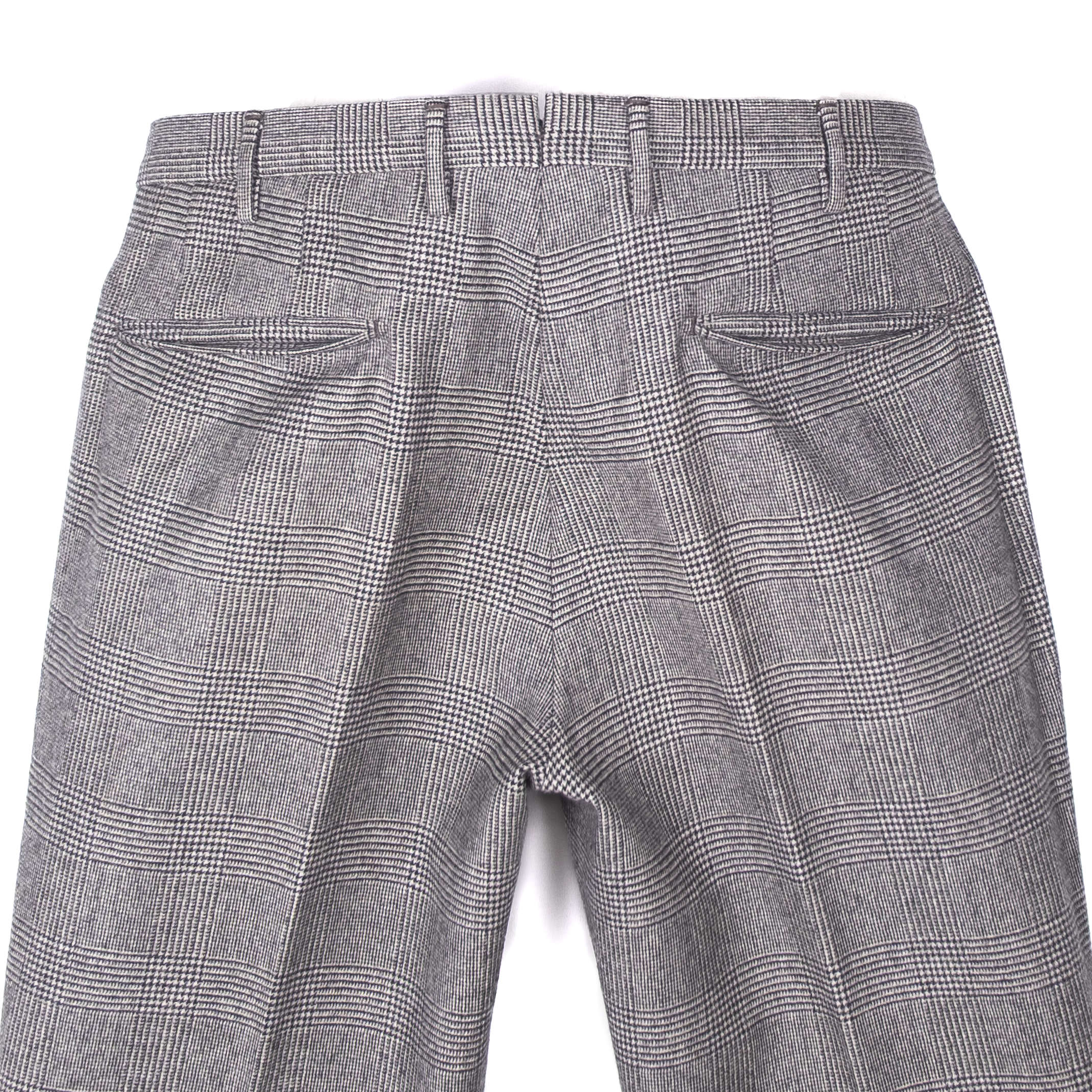 Grey Checked Wool Dress Trousers