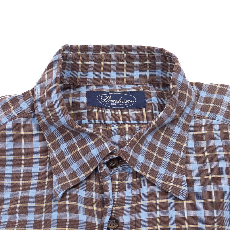 Brown and Blue Checked Flannel Shirt