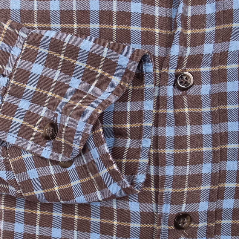 Brown and Blue Checked Flannel Shirt