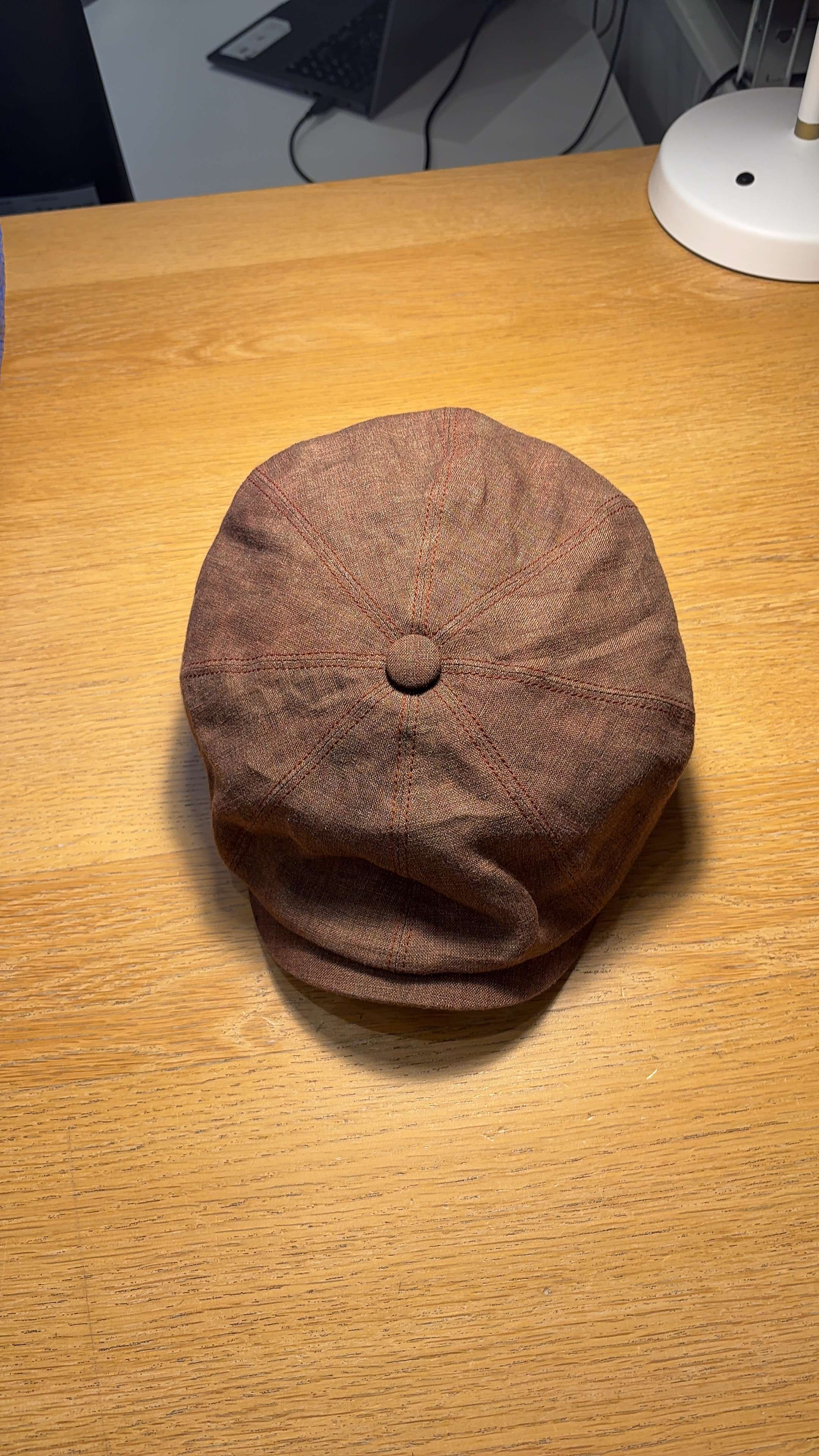 Brown Linen Newsboy Cap