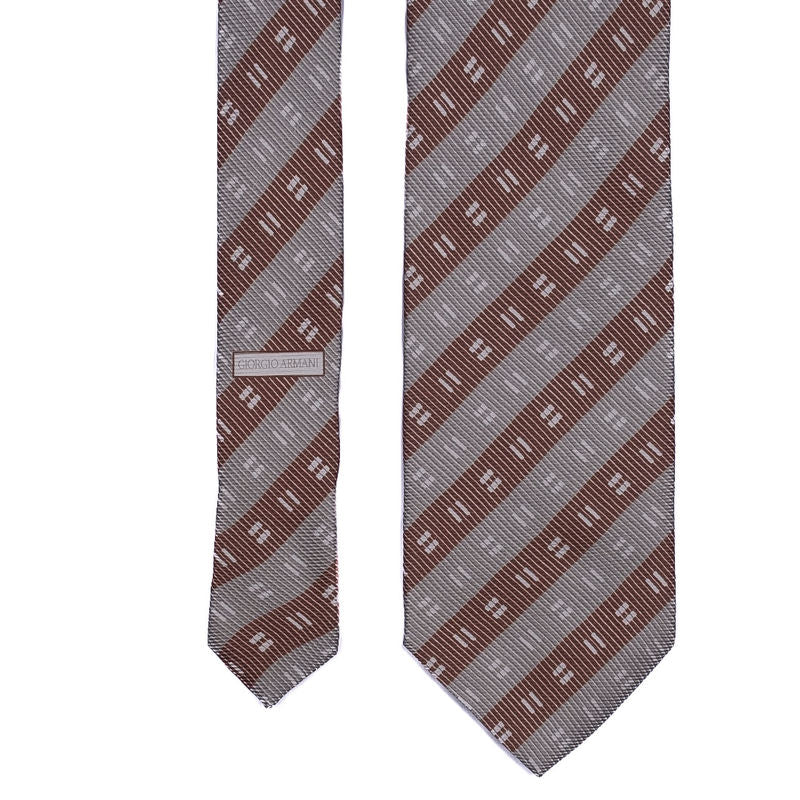 Silver and Brown Stripe Tie
