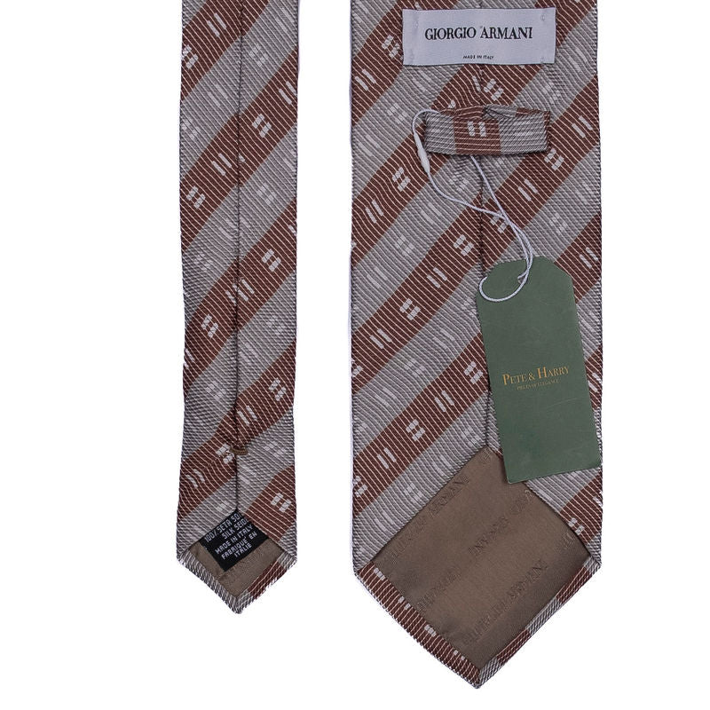 Silver and Brown Stripe Tie