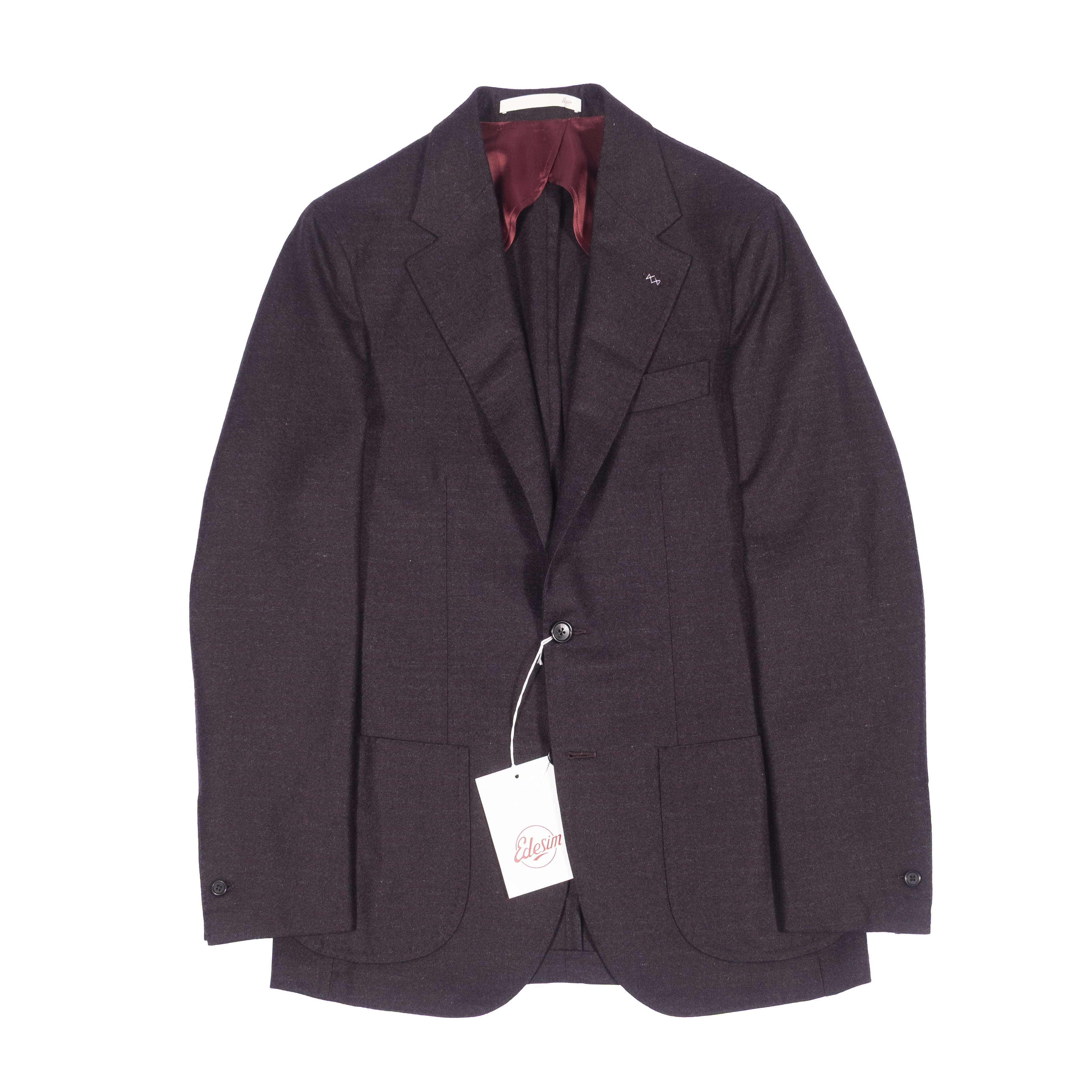 Neapolitan Hand Tailored Brown and Burgundy Check Drapers Flannel Sport Coat Sz 48