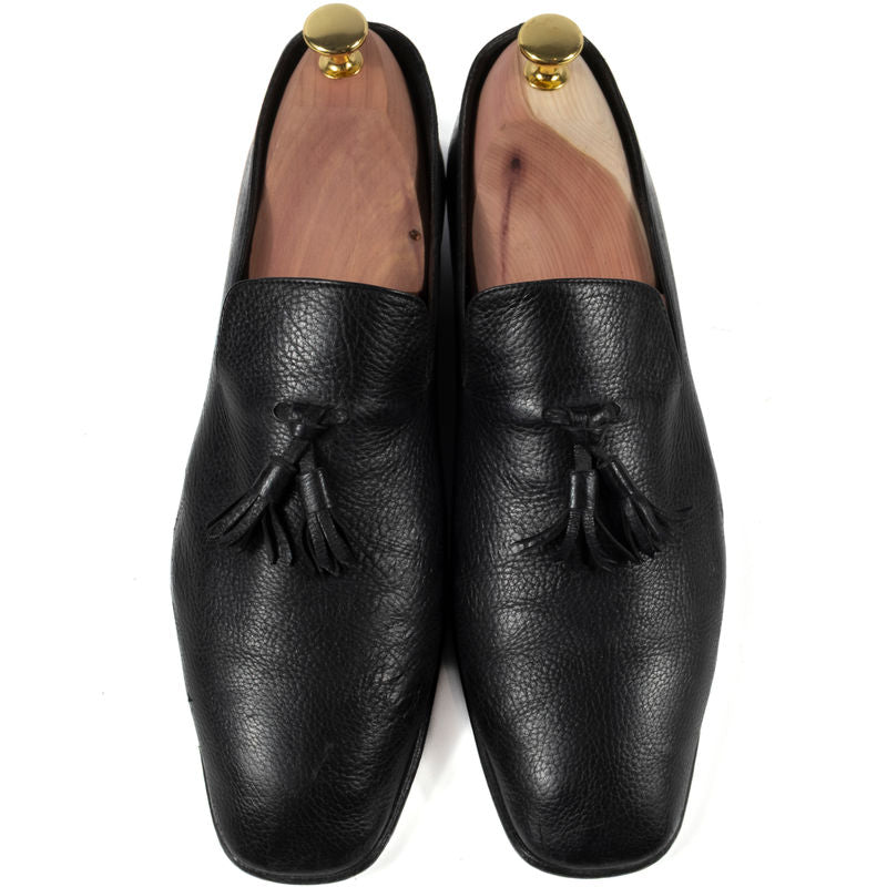 Yves Saint Laurent Black Grain Leather Loafers Sz 41 (EU)