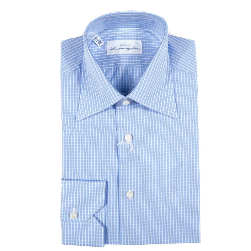 Light Blue Check Business Shirt 39