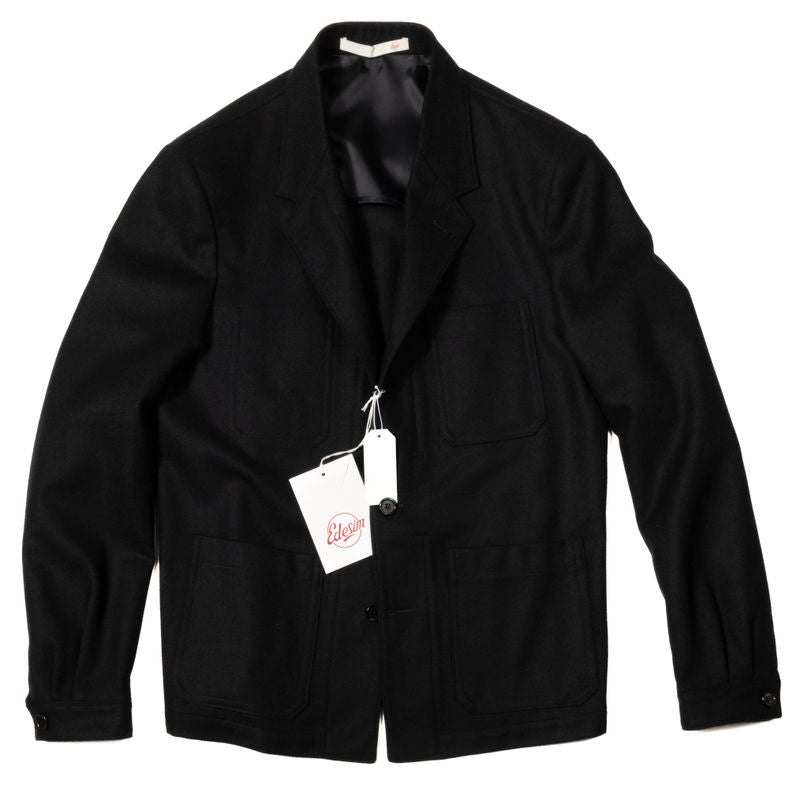 Neapolitan Tailored Navy Utility Jacket, Wool, 48