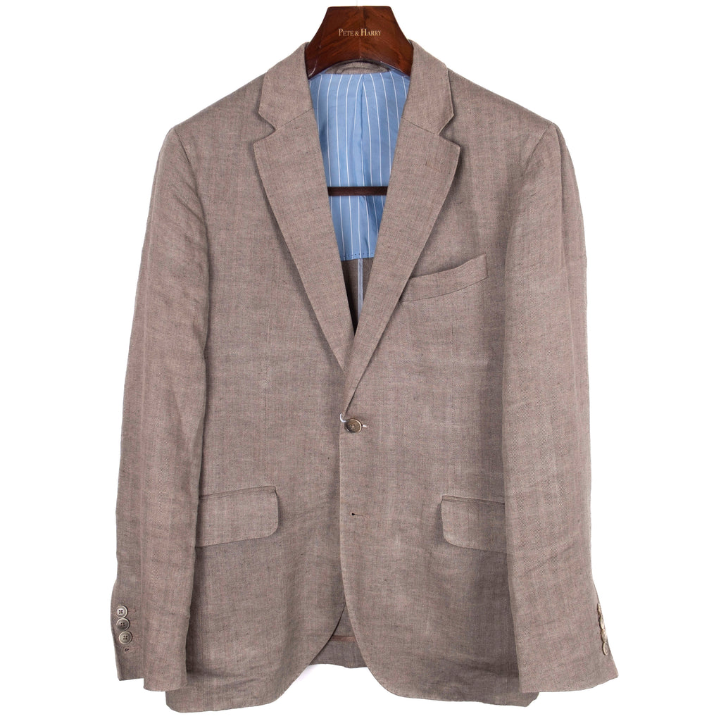 Brown Linen Herringbone Sport Coat