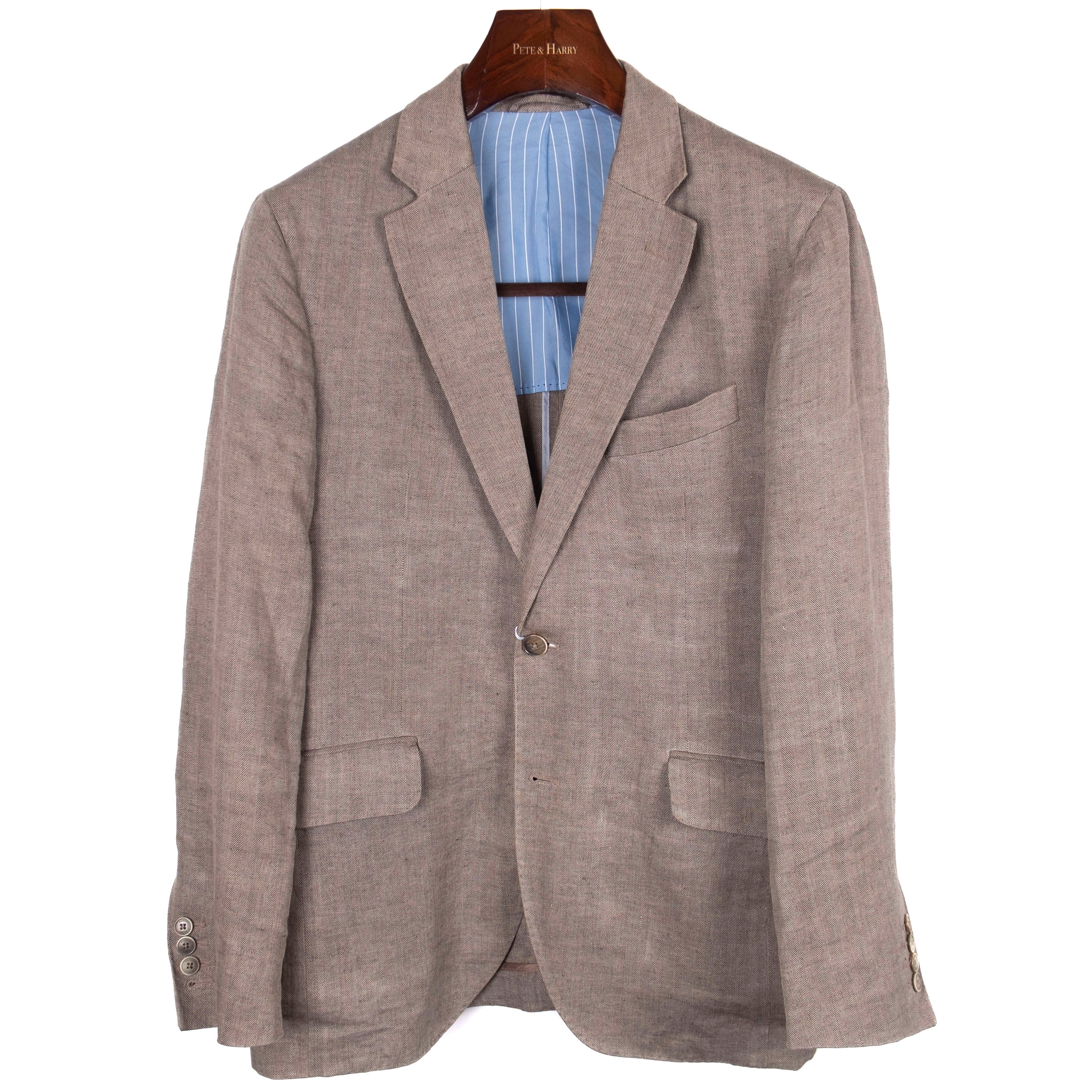 Brown Linen Herringbone Sport Coat