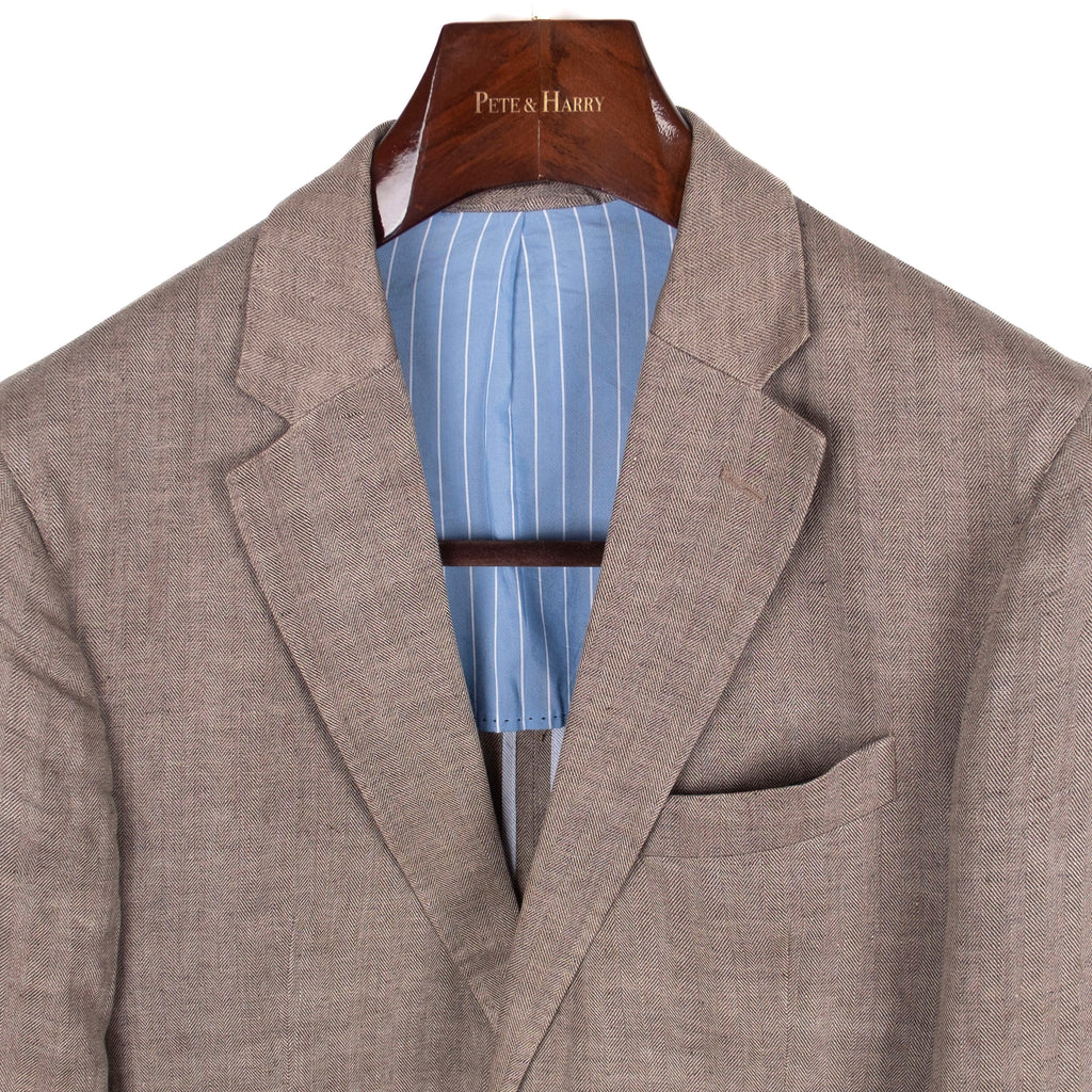 Brown Linen Herringbone Sport Coat