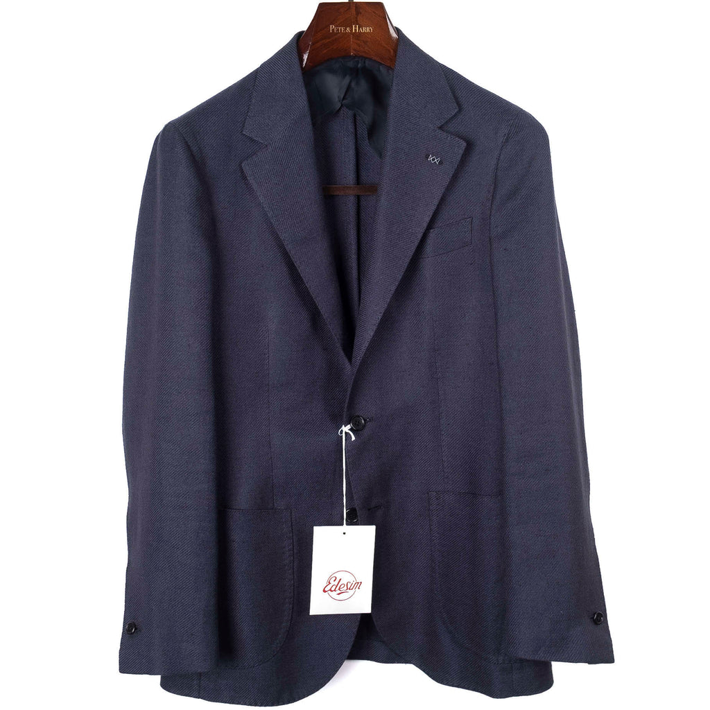 Neapolitan Hand Tailored Navy Textured Sport Coat Sz 56