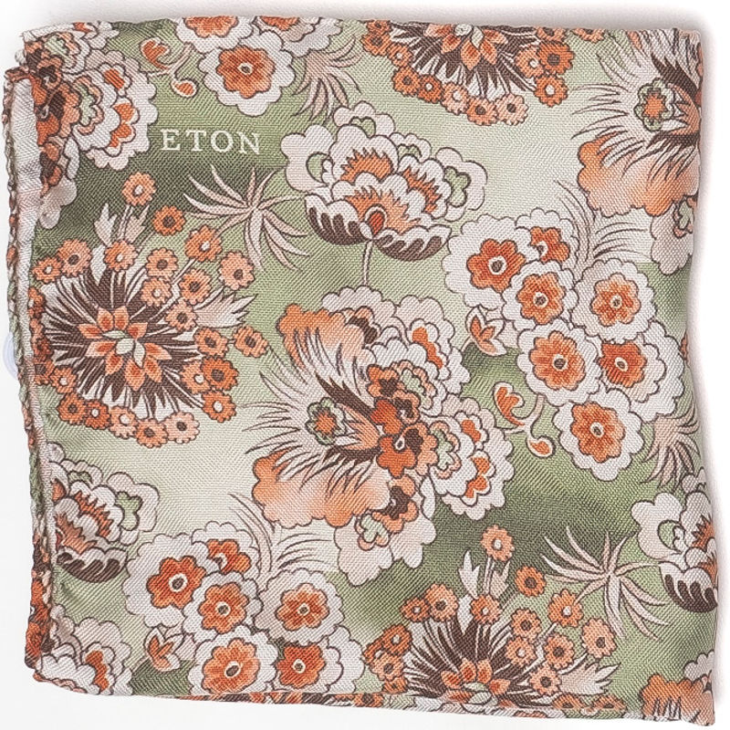 Green Floral Pocket Square
