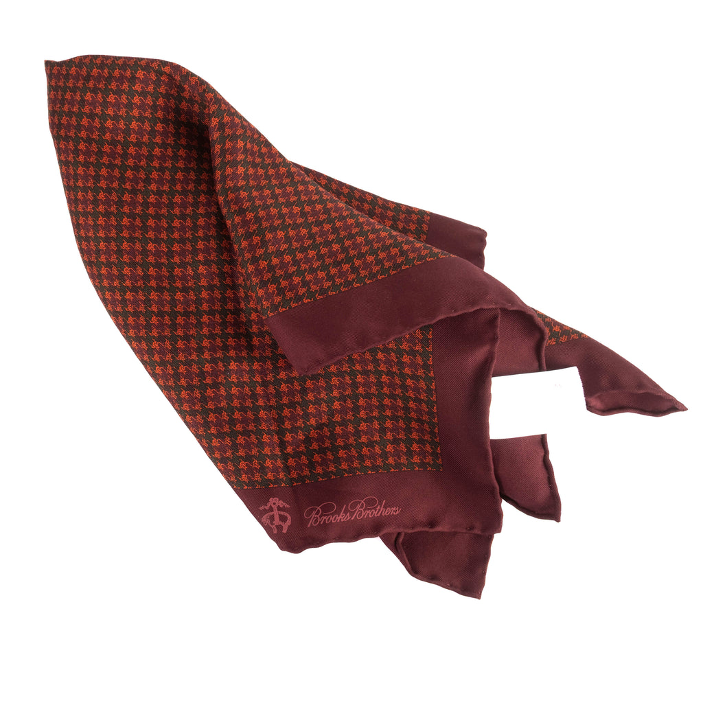 Burgundy Houndstooth Pocket Square