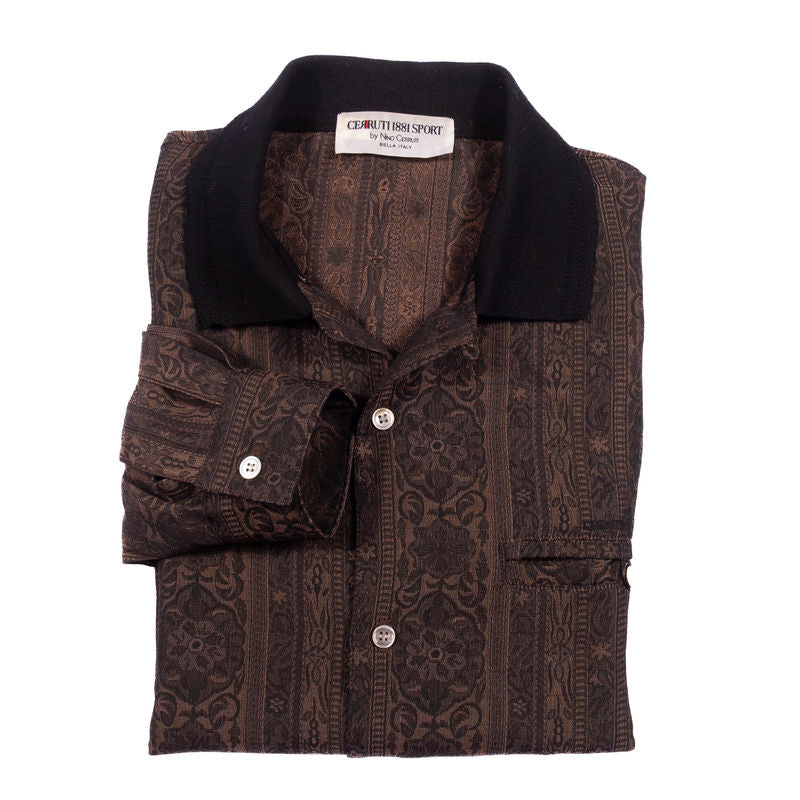 Cerutti Brown Floral Patterned Casual Shirt