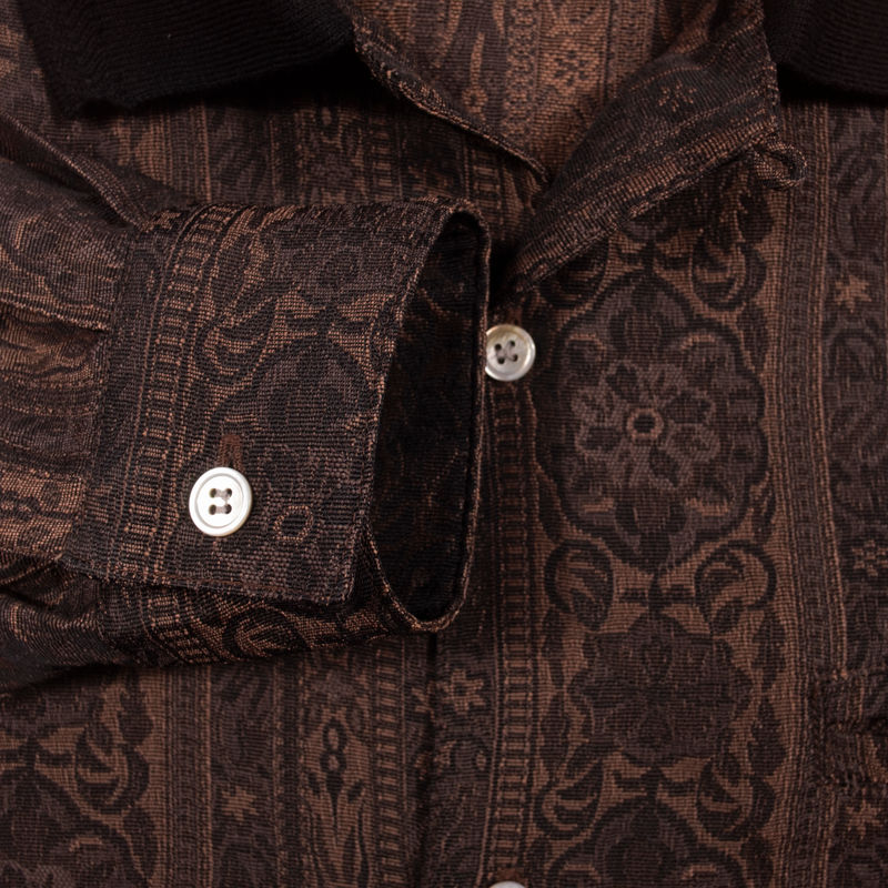 Cerutti Brown Floral Patterned Casual Shirt