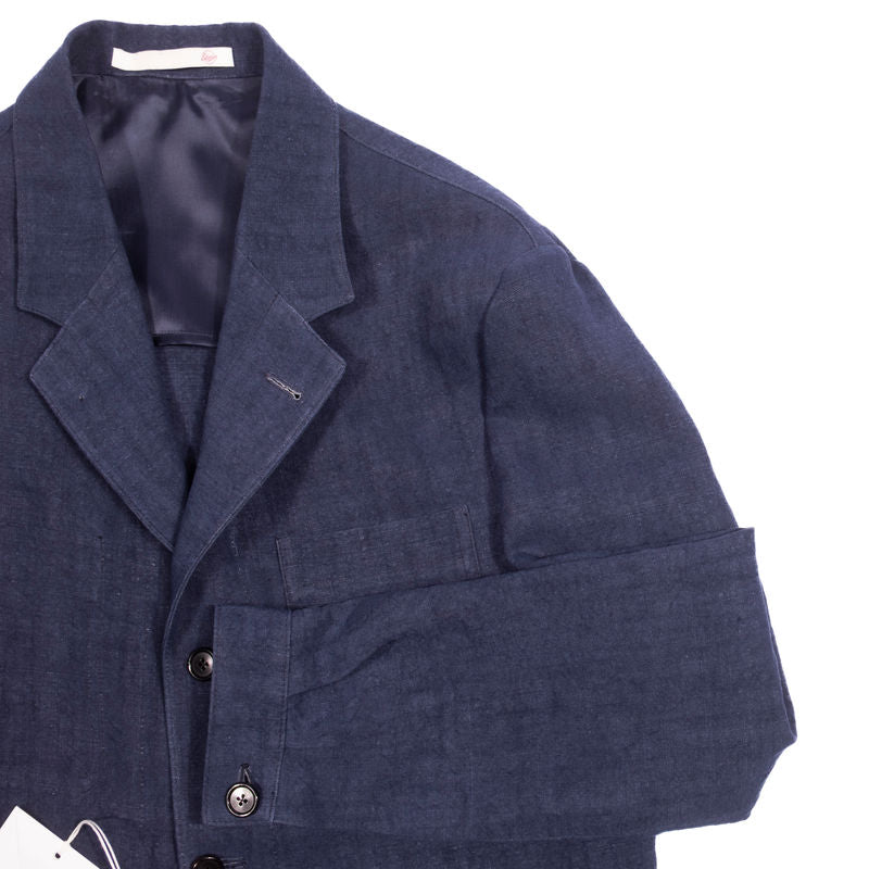 Est Retail Price 10 000 SEK - Eduardo De Simone Blue Dugdale Linen Utility Jacket