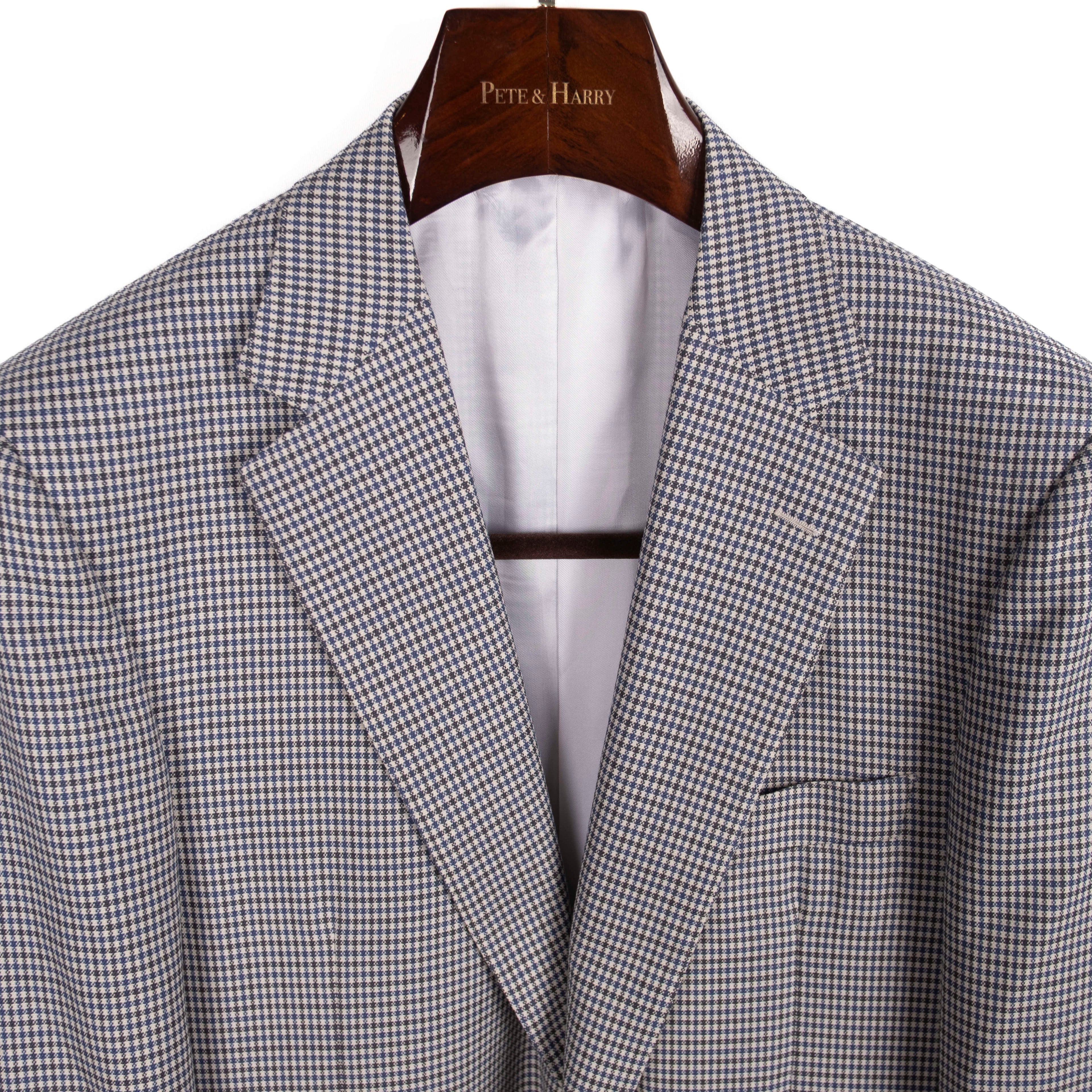 Neapolitan Hand Tailored Grey, White and Blue Mini Checked Sport Coat