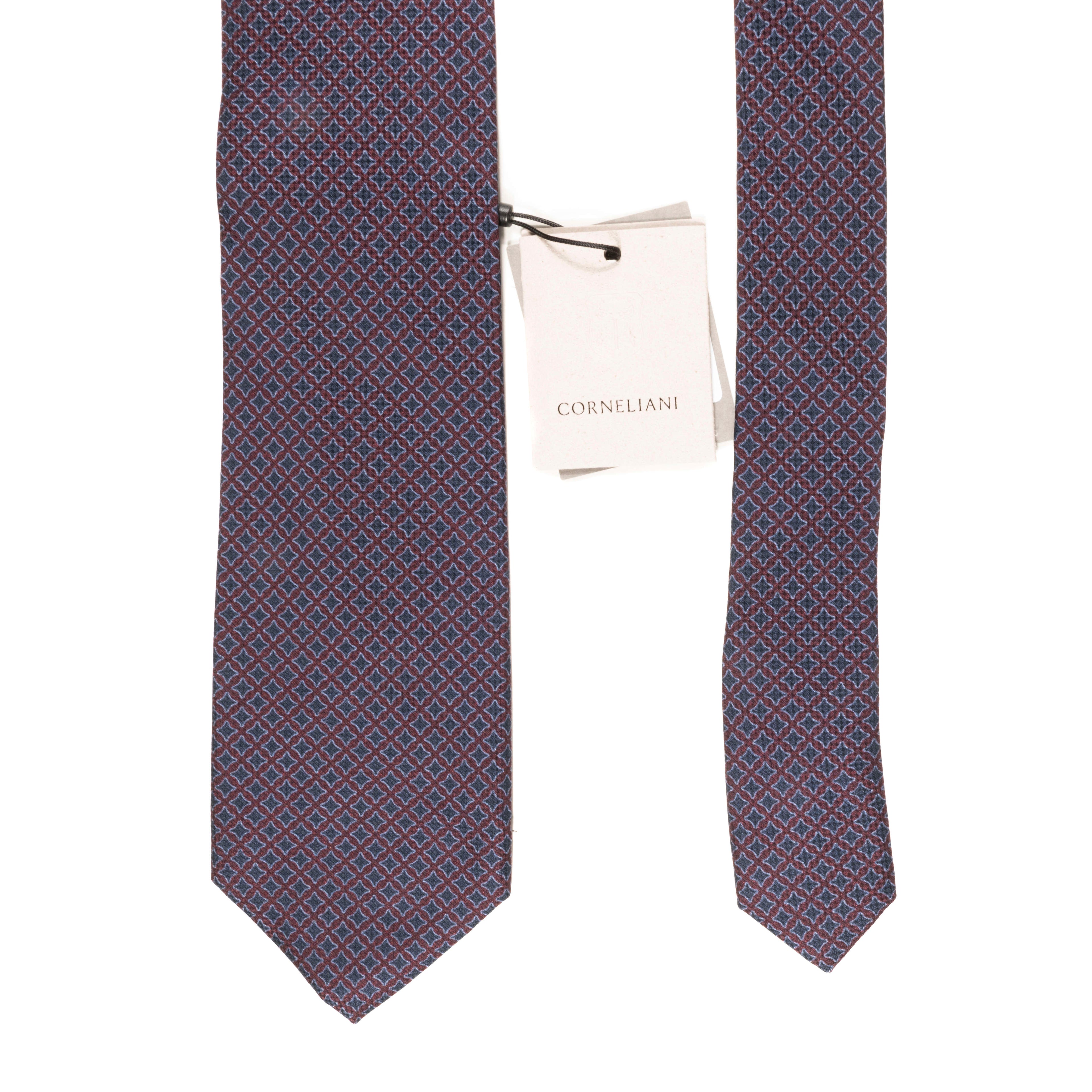 Burgundy Medallion Silk Tie Corneliani