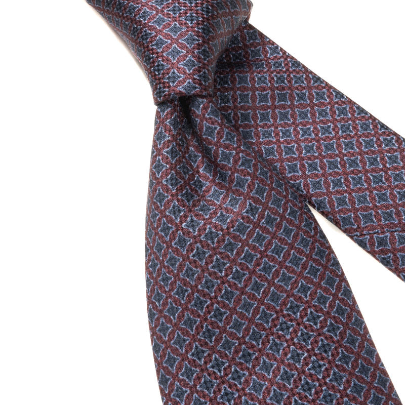 Burgundy Medallion Silk Tie Corneliani