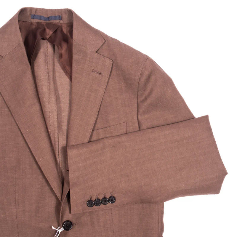Neapolitan Hand Tailored Brown Herringbone Sport Coat Sz 48