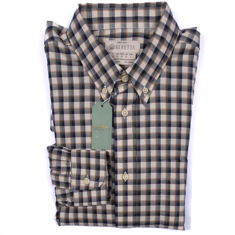 Grey, Green, and Brown Check Buttondown Shirt