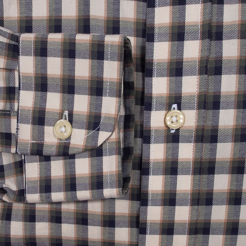 Grey, Green, and Brown Check Buttondown Shirt