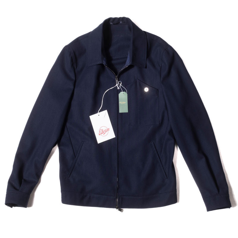 Neapolitan Tailored Navy High Twist Wool Harrington Jacket 48