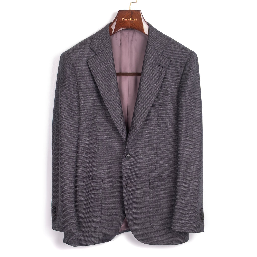 Grey Textured Patch Pocket Sport Coat