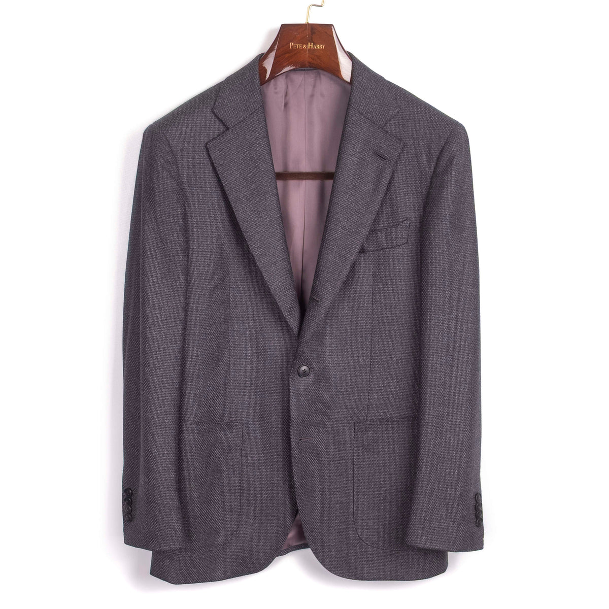 Grey Textured Patch Pocket Sport Coat