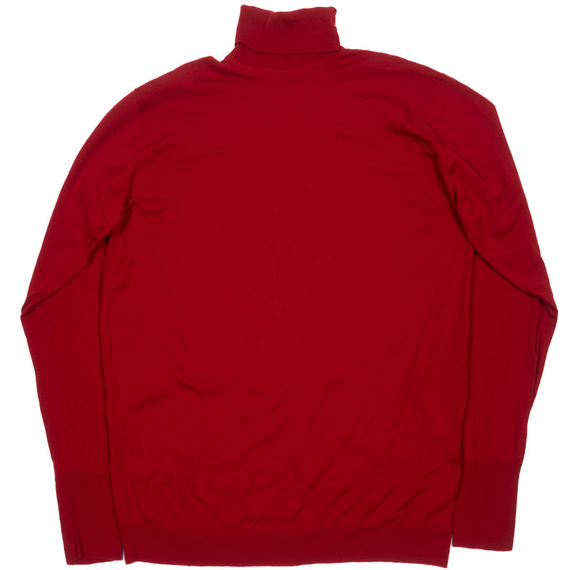 Red Crombie Merino Wool Turtleneck