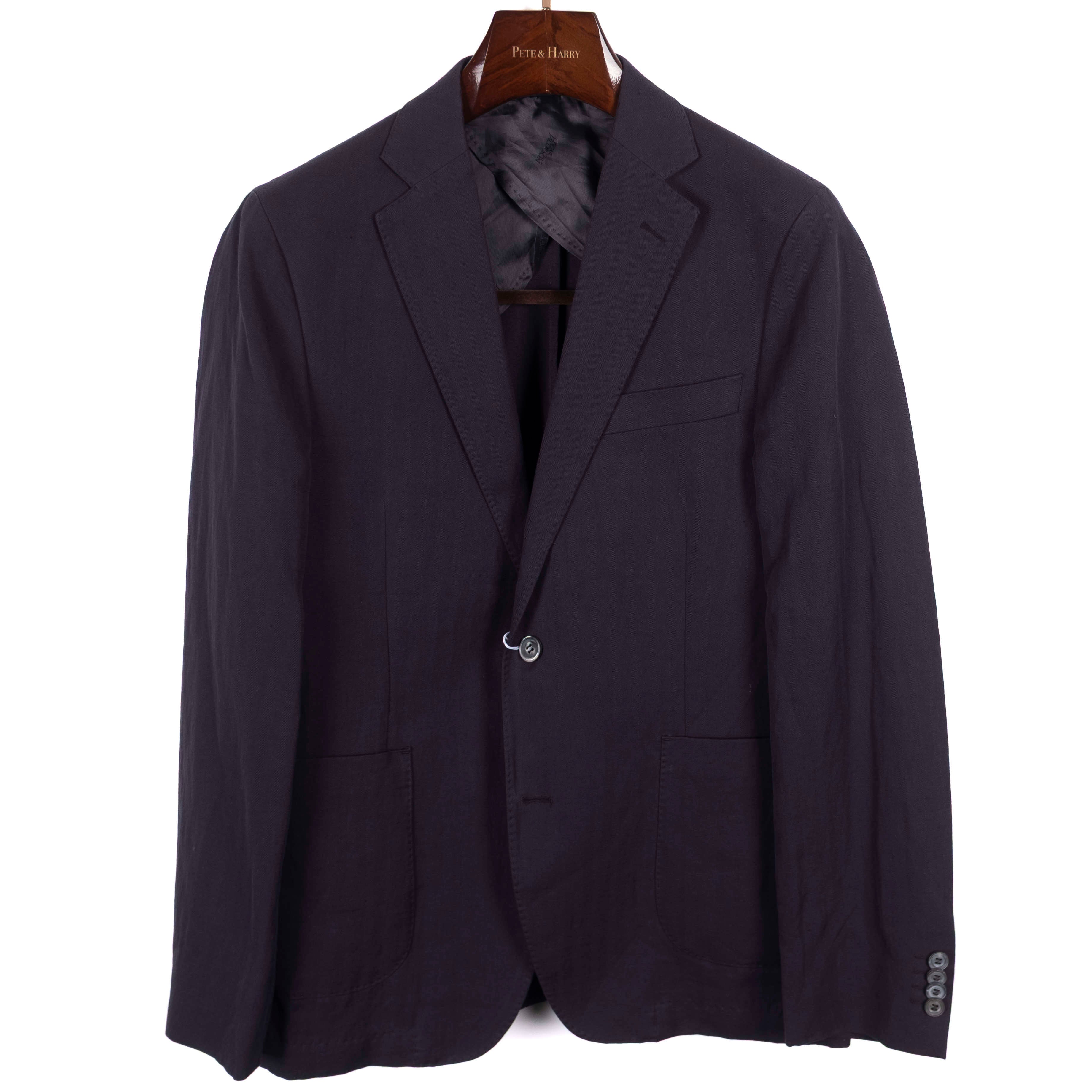 Oscar Jacobson Navy Cotton/Linen Sport Coat Sz 52