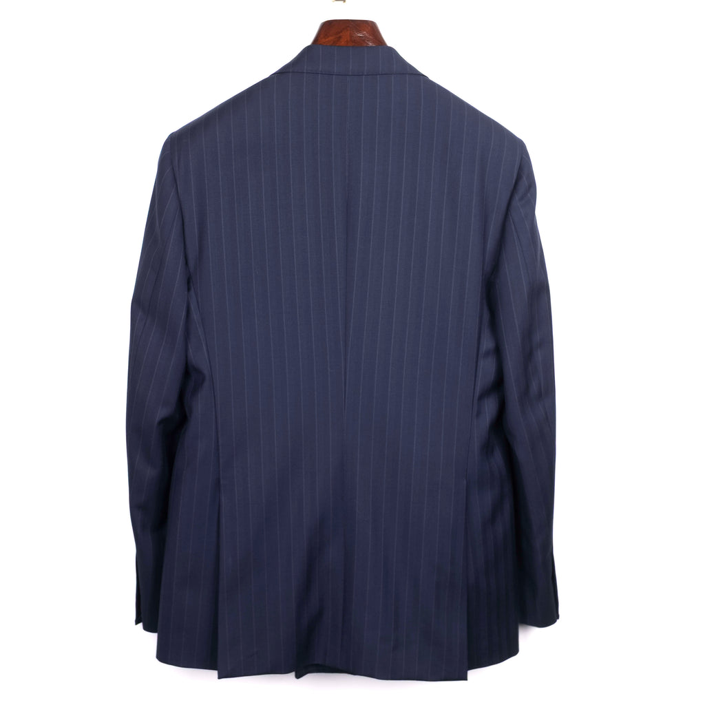 Neapolitan Hand Tailored Navy Chalk Striped Suit Sz 48