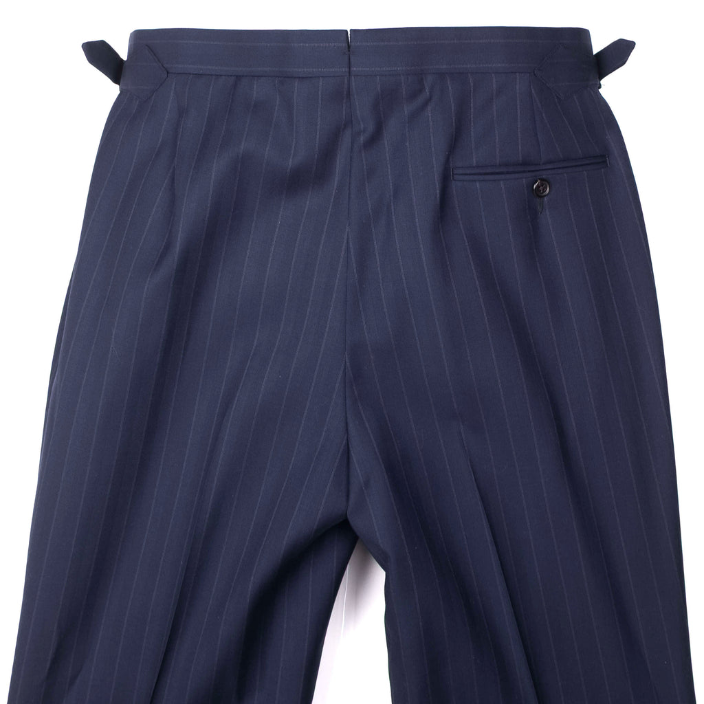 Neapolitan Hand Tailored Navy Chalk Striped Suit Sz 48