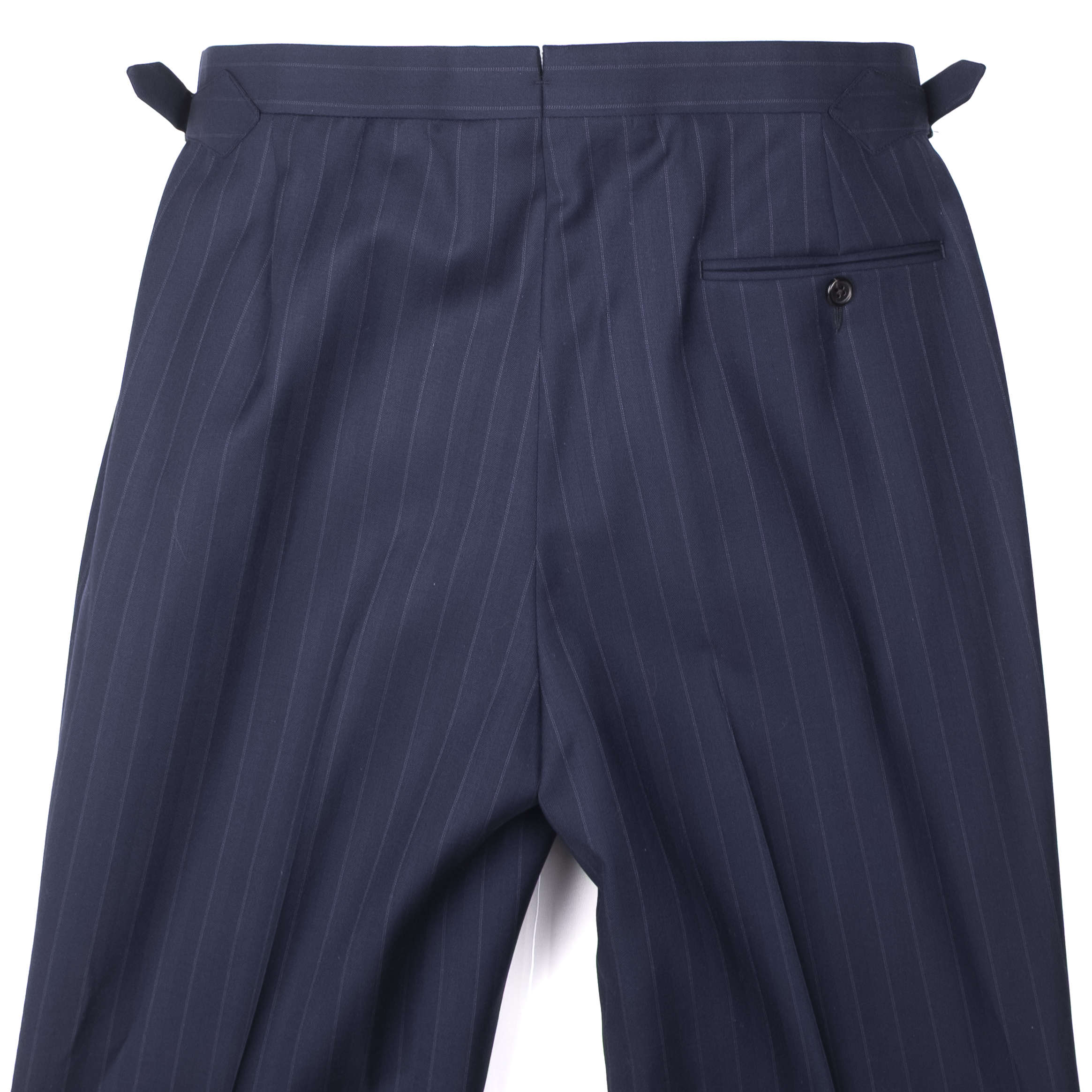 Neapolitan Hand Tailored Navy Chalk Striped Suit Sz 48