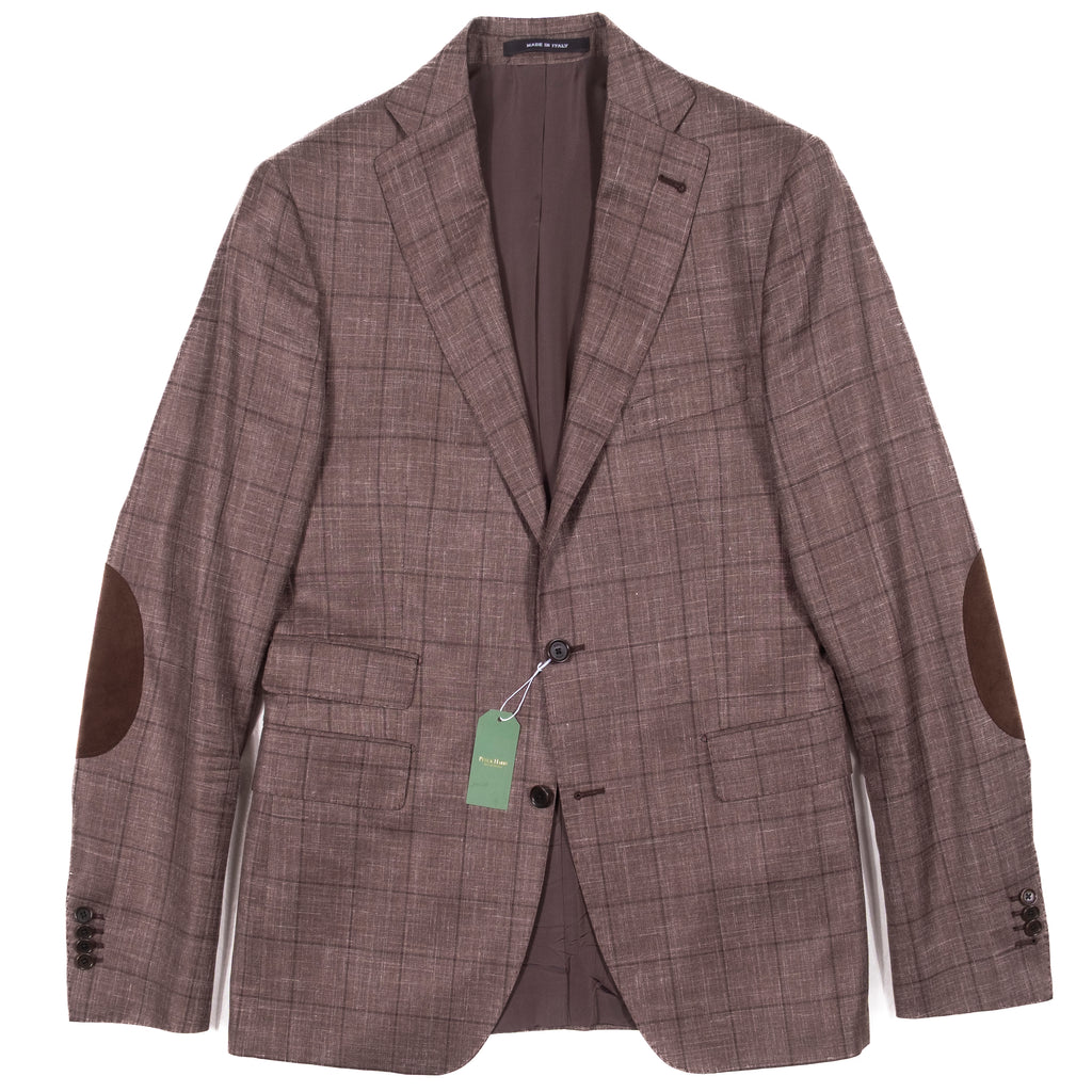 Rose & Born Light Brown with Checks Silk, Summer Wool, Linen Sport Coat