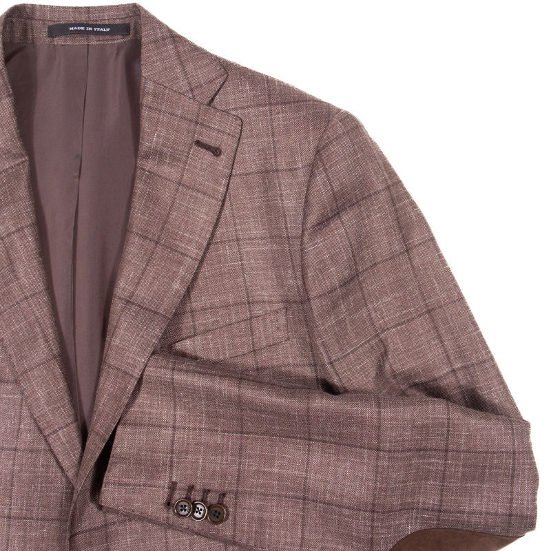 Rose & Born Light Brown with Checks Silk, Summer Wool, Linen Sport Coat